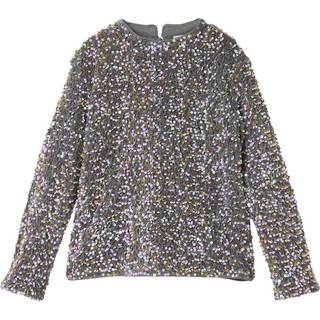 NAME IT Langærmet Paillet Bluse Runica Granite Grey