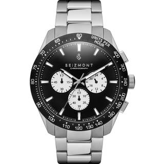 Lounet | Sort & Sølvfarvet Rustfrit Stål Kronograf Ur