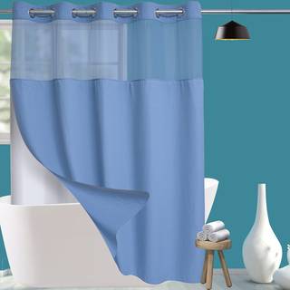 Conbo Mio Waffle Weave bruseforh?ng i hotelstil med snap-in-for til badev?relse Vandt?t, maskinvaskbart bruseforh?ng (vaffelbl? 71""""(B) x 74""""(H)