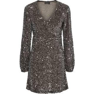 Pieces dame kjole PCKAM - Morel Silver sequins - L