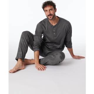 Schiesser Herren Pyjama grau Jersey-Baumwolle Gemustert
