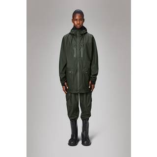 Rains Unisex Cargo Long Jacket W3 Green, XL