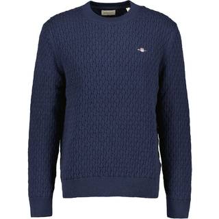 Gant Classic Textured Cotton Knit Jumper Navy