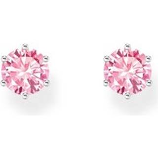 Thomas Sabo H2301-051-9 Silberner Ohrstecker mit pinkfarbenem Stein im Brilliantschliff 6,0 mm Damen