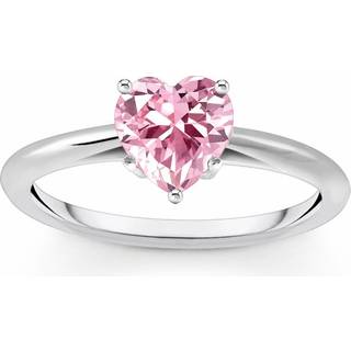 Thomas Sabo TR2476-051-9-56 Silberner Ring mit Pinkfarbenem Stein in Herzform Damen