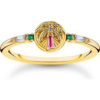 Thomas Sabo TR2457-488-7-54 Vergoldeter Ring mit Palme und bunten Steinen Damen