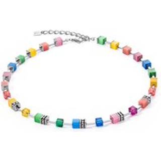 Coeur De Lion Silver GeoCube Iconic Pure Rainbow Necklace - Silver - Multi-colour - 42.5cm