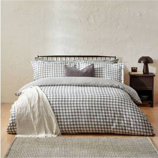 Yard Yard Grey Barton Check 100% Cotton Gingham Style Duvet Cover Set