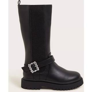 Monsoon Monsoon Black Diamante Buckle Knee High Boots