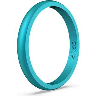 ENSO Rings Halo Elements Silicone Ring - Stackable Wedding Engagement Band - Thin Minimalist Band - 2,54 mm bred 1,5 mm tyk - (Peacock Quartz -In