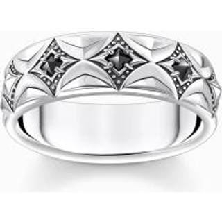 Thomas Sabo TR2453-643-11 Herrenring Rautenmuster mit schwarzen Steinen Silber