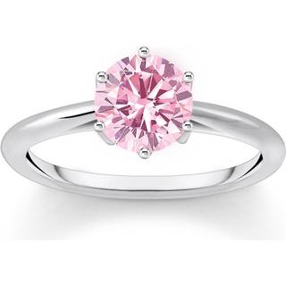 Thomas Sabo TR2474-051-9-56 Silberner Ring mit Pinkfarbenem Stein im Brillantschliff Damen