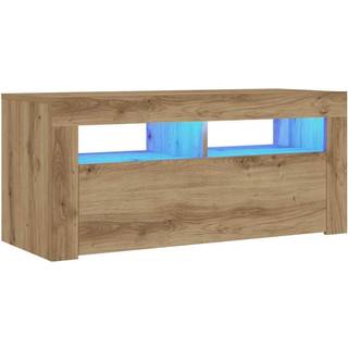 tv-bord med LED-lys 90x35x40 cm konstrueret træ kunsteg