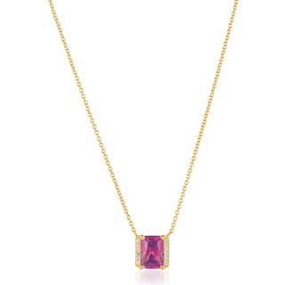 Sif Jakobs Roccanova X-Grande forgyldt halskæde med pink cubic zirkonia
