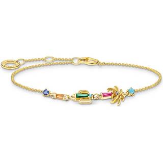 Thomas Sabo A2150-488-7-L19V Vergoldetes Armband mit Kaktus Palme u. bunten Steinen