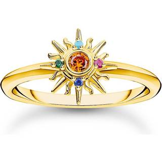 Thomas Sabo TR2458-488-7 Damen-Ring mit Sonne und Bunten Steinen Goldfarben
