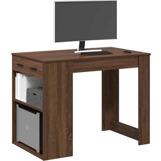 skrivebord med skuffe og hylde 102x62x77,5 cm brun egetræ