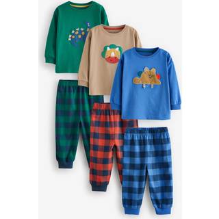 Next Green/Orange/Blue Dinosaur Check Woven Bottom Pyjamas 3 Pack (9mths-12yrs)