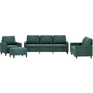 sofasæt 4 dele med hynder velour mørkegrøn