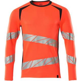 MASCOT ACCELERATE SAFE T-shirt, langærmet, hi-vis rød/mørk marine - 2XL