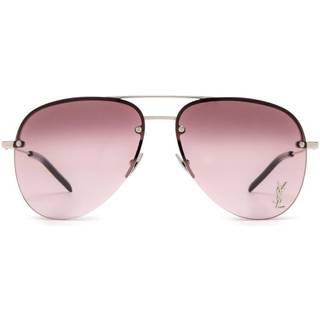 SAINT LAURENT Unisex CLASSIC 11 M 008 Solbriller Metal Sølv Rød Pilot - Sølv