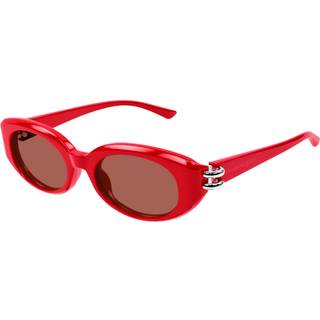 Alexander McQueen Kvinde Alexander McQueen AM0469S 003 Solbriller Acetat Rød Brun Rund
