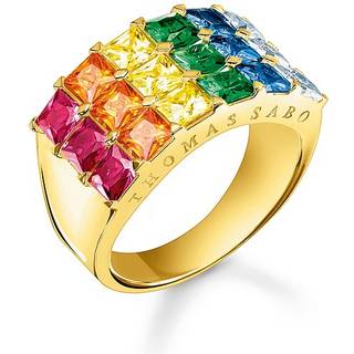 Thomas Sabo TR2359-996-7 Damenring Bunte Steine Pavé Goldfarben