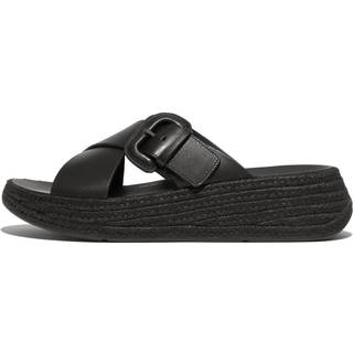 Fitfloptil kvinder. HP5-001 F-mode Espadrille-sandaler i læder med spænde, sort (39), 1-3 cm, Ingen, Casual