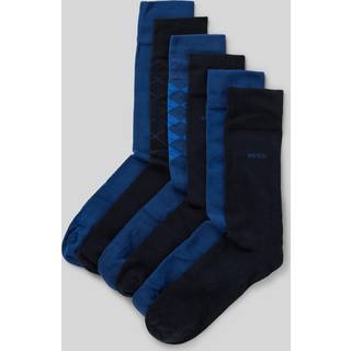 BOSS BOSS Blue Cotton Blend Socks 6 Pack In A Regular Length