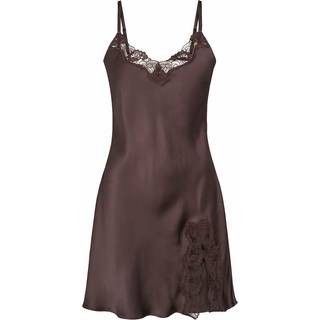 Lady Avenue Pure Silk natkjole, brun, Størrelse: M, Dame