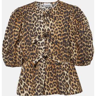 Ganni Leopard-print cotton poplin blouse - brown - S