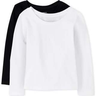 The Children's Place babypiger og smbrn Langrmet Basic Layering T-shirt T-shirt Sort/Hvid 2 Pack 5T US