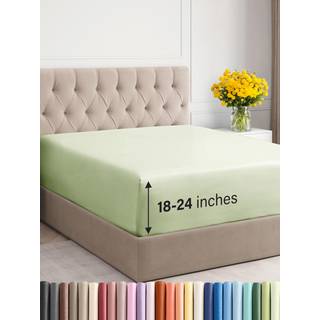 CGK Ubegrænset Ekstra Deep Twin XL Fitted Sheet - Hotel Luxury Single Fitted Sheet - Les let 18 tommer til 24 tommer madras - Soft Wrinkle Free &