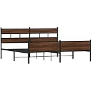 Sengeramme Uden Madras Metal Etræsfarve Brun Eg - med sengegavl og højt fodgærde / 183 x 213 cm