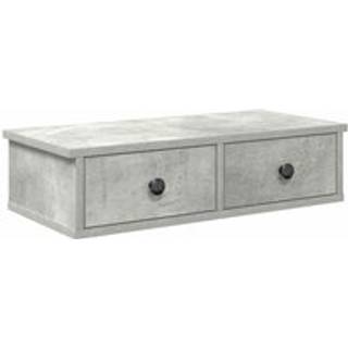 Væghylde Med Skuffer 80X34X17 Cm Konstrueret Træ - Betongrå / 60 x 25 x 15 cm