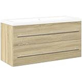 møbelsæt til badeværelse 2 dele konstrueret træ sonoma-eg