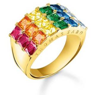 Thomas Sabo TR2359-996-7 Damenring Bunte Steine Pavé Goldfarben