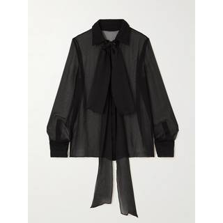 Valentino Scarf-detail sheer silk chiffon blouse - black - XS