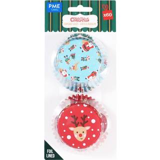 Christmas "Santa & Rudolph" Muffinsforme, Metalfolie - 60 stk, PME