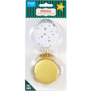 Christmas "Golden Stars" Muffinsforme, Metalfolie - 60 stk, PME