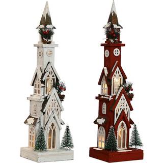 Julepynt Home ESPRIT Hvid Rød 16 x 14 x 63 cm (2 enheder)