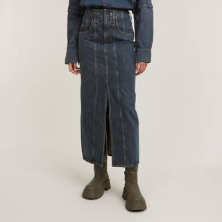 Viktoria Moto Long Skirt - Dark blue - Women