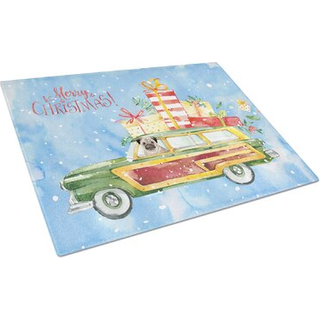 Caroline's Treasures CK2463LCB Glædelig julepug Glasskæring Board Stor dekorativt tempereret glas Køkkenskæring og serveringsplade Stor i stor st