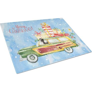 Caroline's Treasures CK2445LCB Glædelig julegrænse Collie Glass Cutting Board Stor dekorativt tempereret glas Køkkenskæring og serveringsplade St