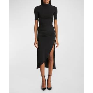 AlaÃ¯a Draped asymmetric midi dress - black - XL