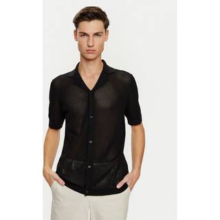 Sheer Knit Beach Shirt - Black - XS