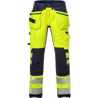 Fristads 2707 PLU Håndværkerbukser Høj synlighed gul/marineblå Hi-Vis gul/marineblå
