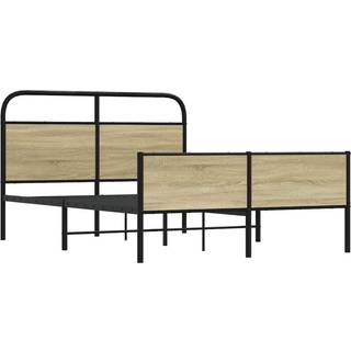 Sengeramme Uden Madras Metal Sonoma-Eg - med sengegavl og højt fodgærde / 135 x 190 cm