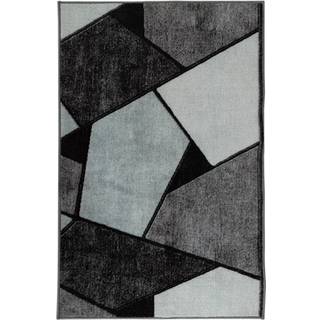 Gulvtæppe - Stort guldtæppe 200x300 cm - Løs tæppe med skridsikker bagside - Grafisk design med sorte og grå nuancer - Blødt gulvtæppe fra Nordstrand Home Lea