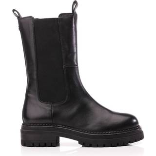 Moda in Pelle Giala Mid Calf Chunky Chelsea Sort Ankel StøvlerEU 38 (UK 5)